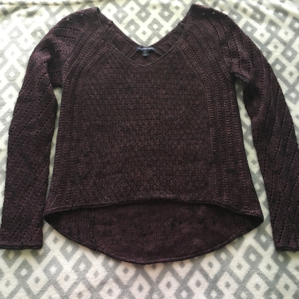 AEO Purple V-Neck Sweater